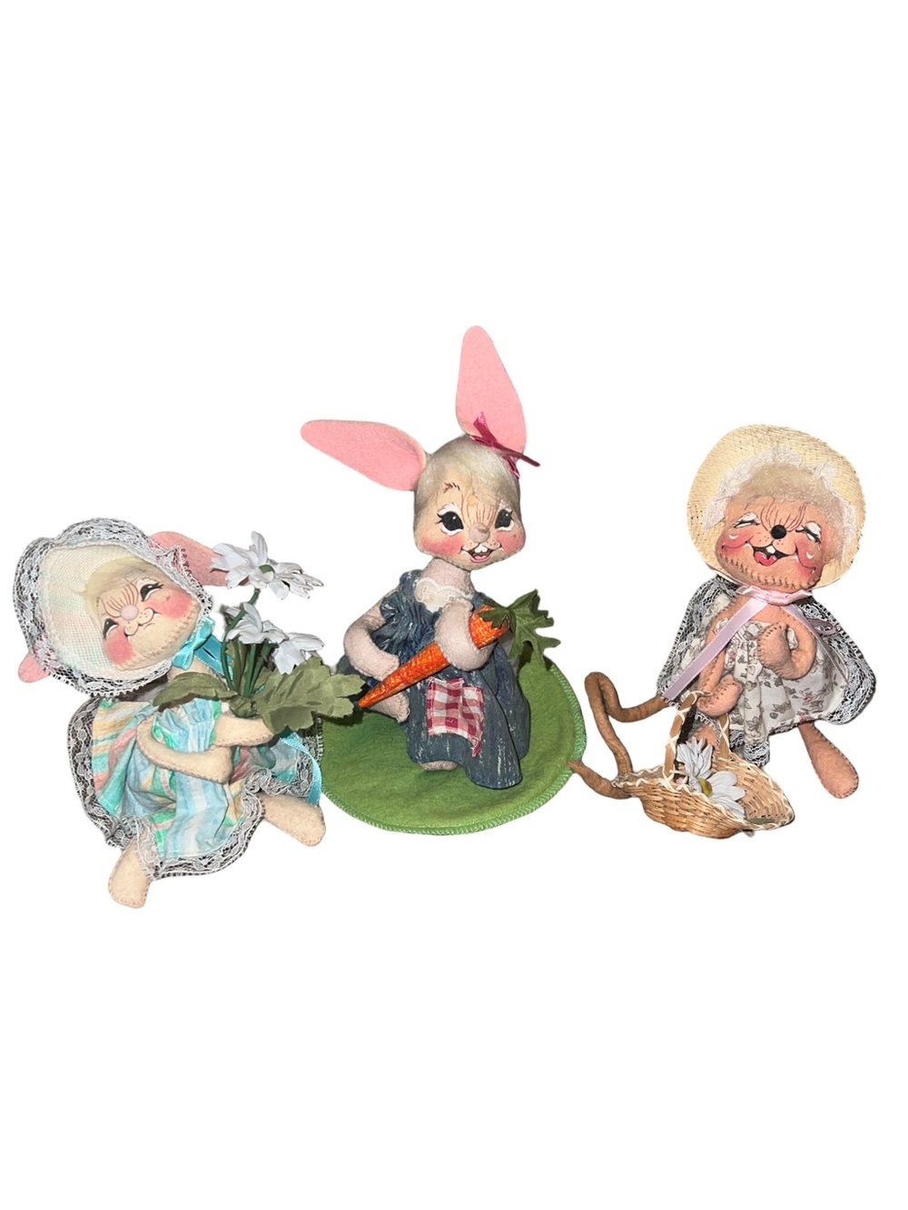 Vintage Annalee Dolls 1996 Spring/ Easter Bunny Dolls And Mouse Set